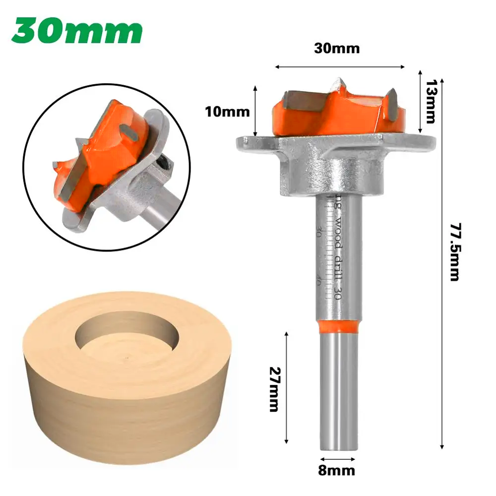 1Pc Diameter 15,20,25,30,35Mm Verstelbare Carbide Boren Scharnier Gat Opener Boring Bit Getipt Boren Tool Houtbewerking Cutter: 30mm