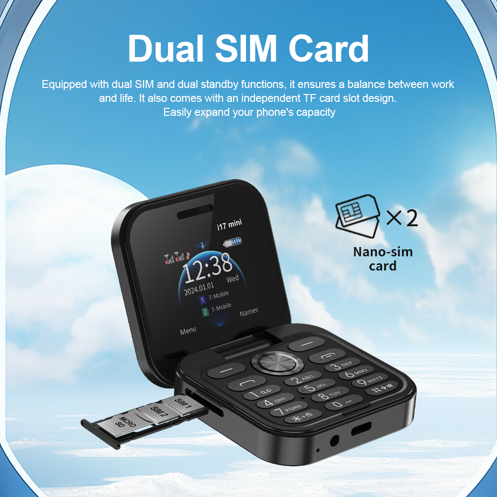 SERVO i17 Mini tarjeta SIM Dual plegable teléfono móvil 2G reproductor de vídeo en red linterna Radio FM voz mágica caja pequeña Flip teléfonos móviles