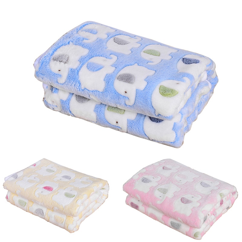 Pet Blankets Coral Fleece Cute Elephant Prints Dog Pads Sleeping Bed Cover Mat For Small Medium Dog Cat 1 PCS A