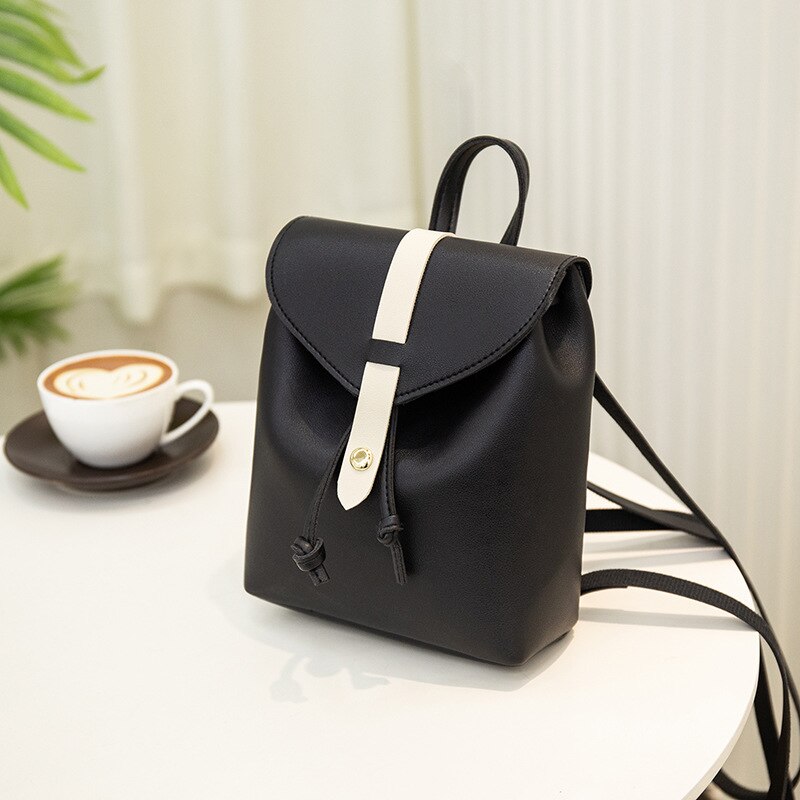 2022 Winter Koreaanse Vrouwen Kleur Contrast Kleine Back Cover Type Trekkoord Messenger Enkele Schoudertas Sac A Main: Black