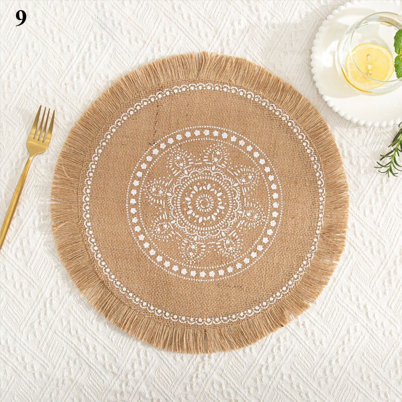 Coffee Cup Mats Woven Placemats Printed Jute Placemats Tassel Placemat Vase Cushions Furniture Decoration Heat Insulation: 9