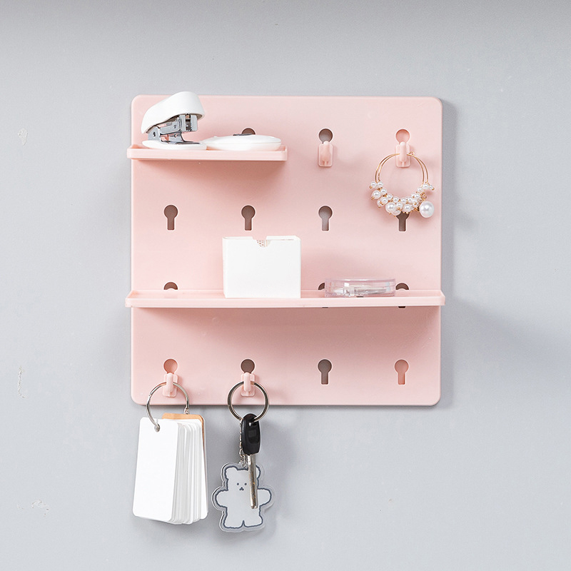 1PC Scaffale da parete in plastica senza perforazione Scaffale da parete per bagno Appeso a parete telecamera da letto per studenti Dormitorio Foro per testiera