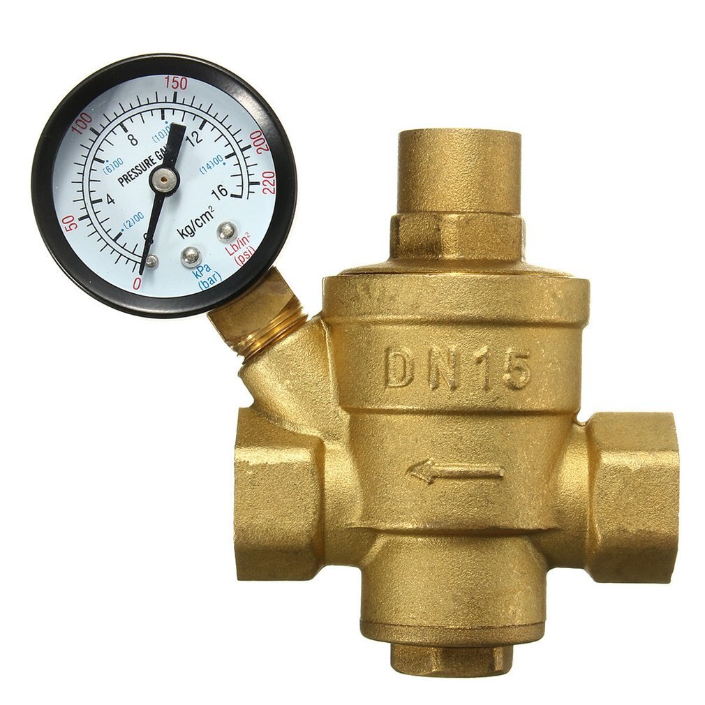 DN15 Water Pressure Reducing Valve, 1/2" Adjustable Brass Valve Regulating Valve, Flow Control Valve