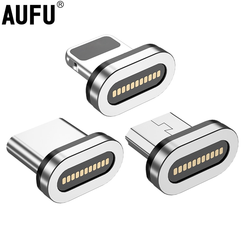 Aufu-cabo magnético de 11pin com porta, conector para micro usb tipo c de 60w e 100w, conector para carga rápida, sem cabo