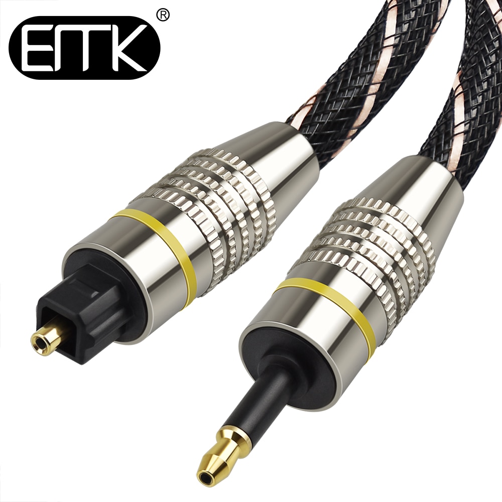 EMK Toslink to Mini Toslink Cable 3.5mm Digital Sound SPDIF Optical Cable 3.5 to Optical Audio Cable Adapter 1m 15m