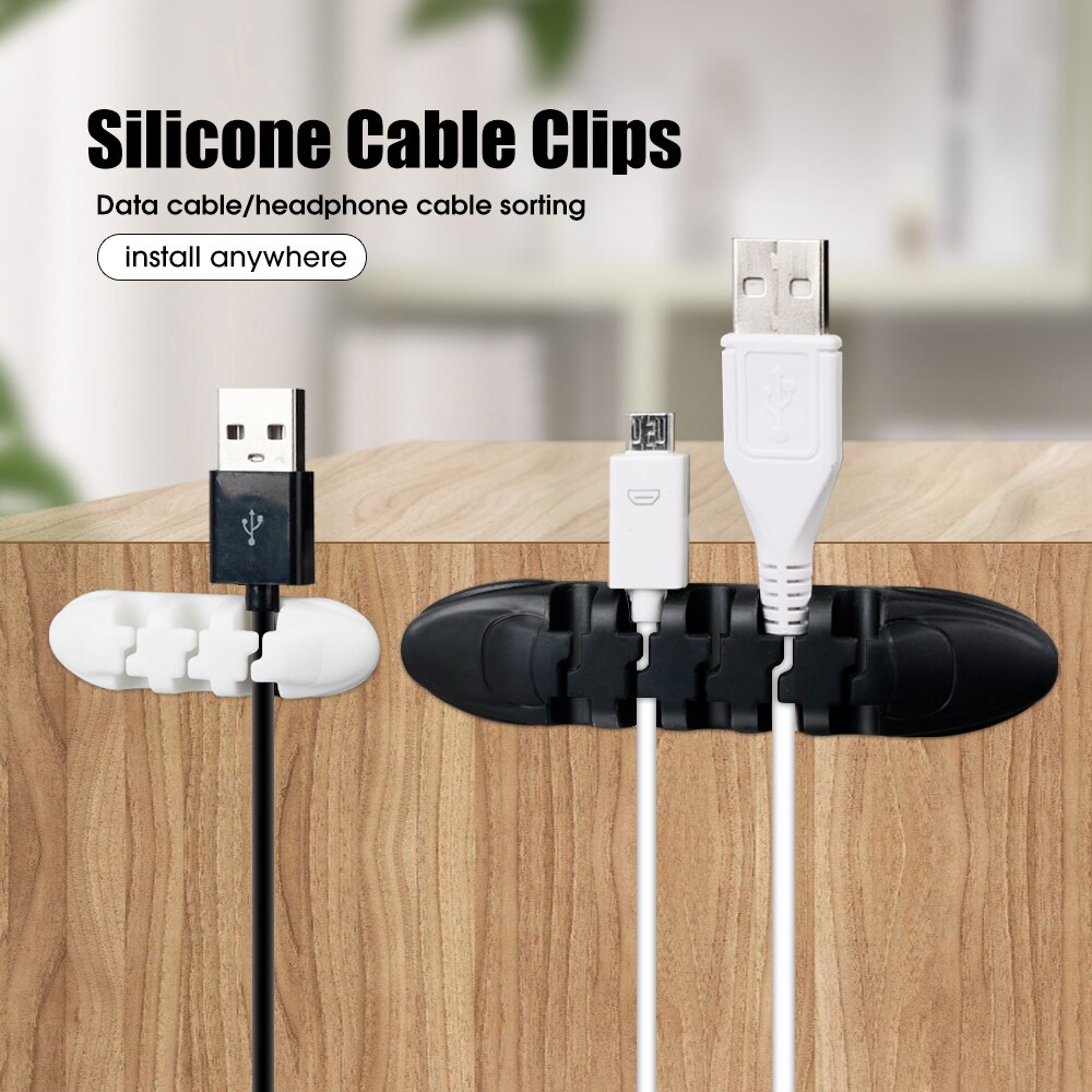 7/5/3/1 Slot USB Cable Clips Cord Management Adhesive Cable Organizers Holder for Desk Car Home and Office Cable Winder Manager