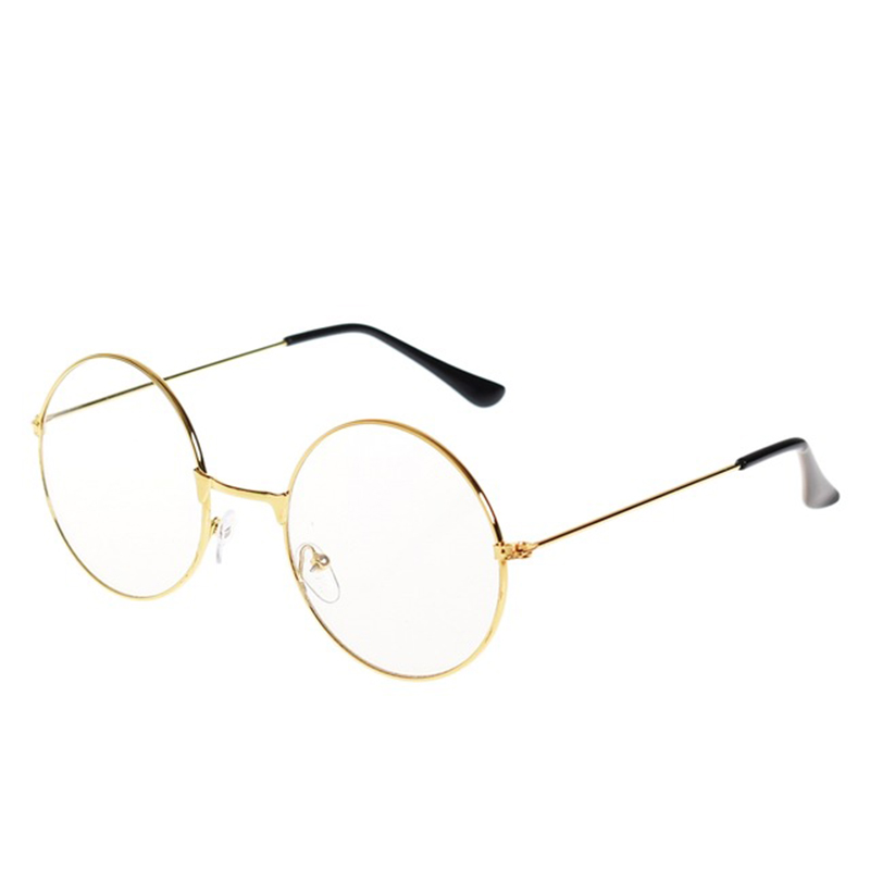 Lunettes rondes rétro pour hommes et femmes, 3 couleurs, monture métallique transparente, noir, argent, or