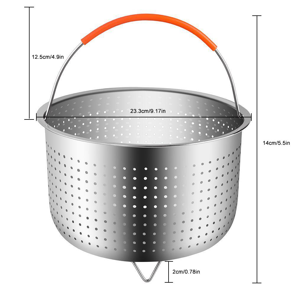 304 Stainless Steel Rice Cooker Steam Basket Pressure Cooker Anti-scald Steamer Multi-Function Fruit Cleaning Basket: 23 cm