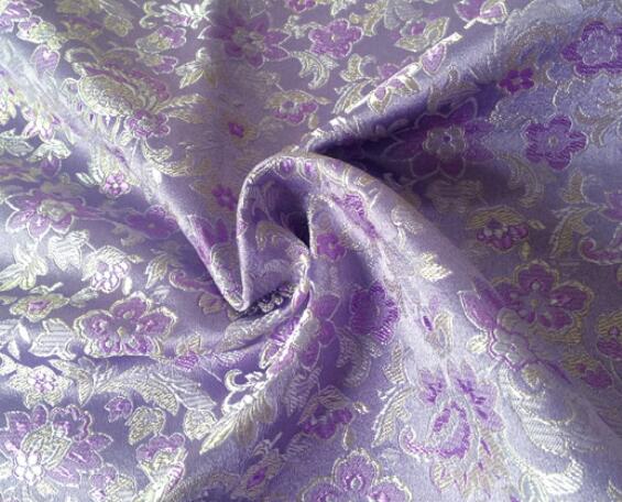 75*50 blomstret satin jacquard brokade stof kjole stoffer lys lilla: Sort