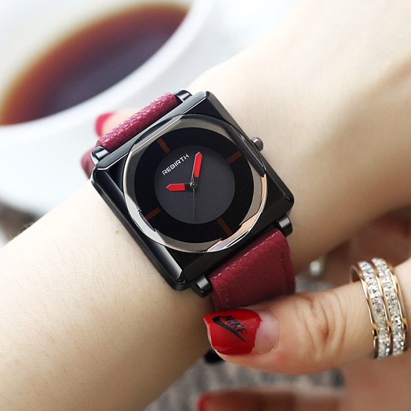 2019Top Vierkante Vrouwen Armband Horloges Gecontracteerd Lederen Crystal Horloges Vrouwen Dames Quartz Klok Eenvoudige squarewatch