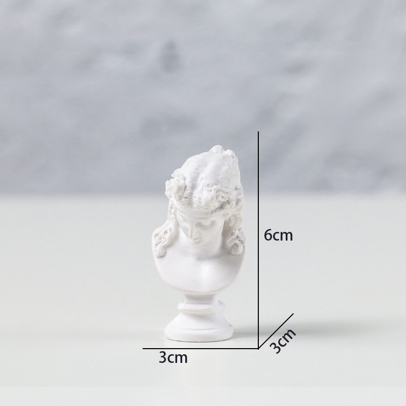 Mini berømtheder gips statue gips buste portrætter græsk mytologi skulptur tegning praksis desktop hjem ornament: Mini -2