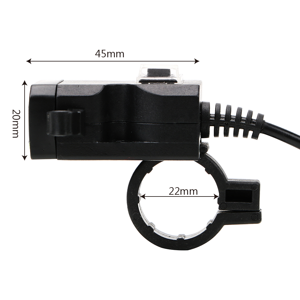 Dual USB Port 12V Waterproof Motorbike Motorcycle Handlebar Charger 5V 1A/2.1A Adapter Power Supply Socket for Phone Mobile