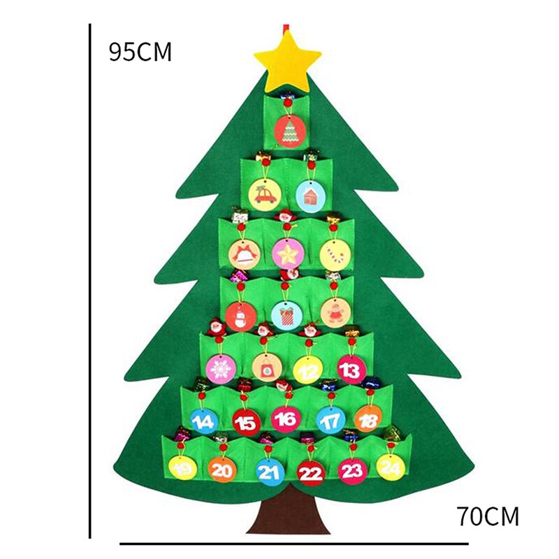DIY Felt Christmas Tree Advent Calendar Set With Ornaments For Kids Xmas Year Door Wall Hanging Calendars Decor