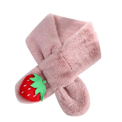 Søde jordbær børn barn dreng pige plys varm efterår og vinter hals krave varmere tørklæde blødt udendørs tøj tilbehør: Mørk lyserød