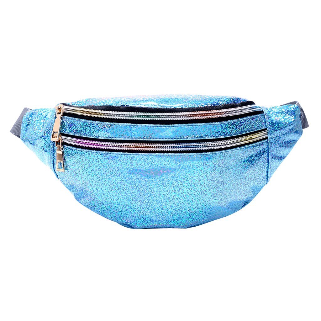 Ocean Blue Sequin Bag Women Crossbody Bags Sport Shoulders Bags For Women Waist Packs Waist Bag Phone Holder Outdoor G3: Blue