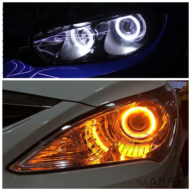 Led valokuitu enkelin silmät 80mm 98mm piilobixenon projektorin linssille 2.5/3.0 valkoinen sininen keltainen suuntavilkut tarvikkeet tee itse