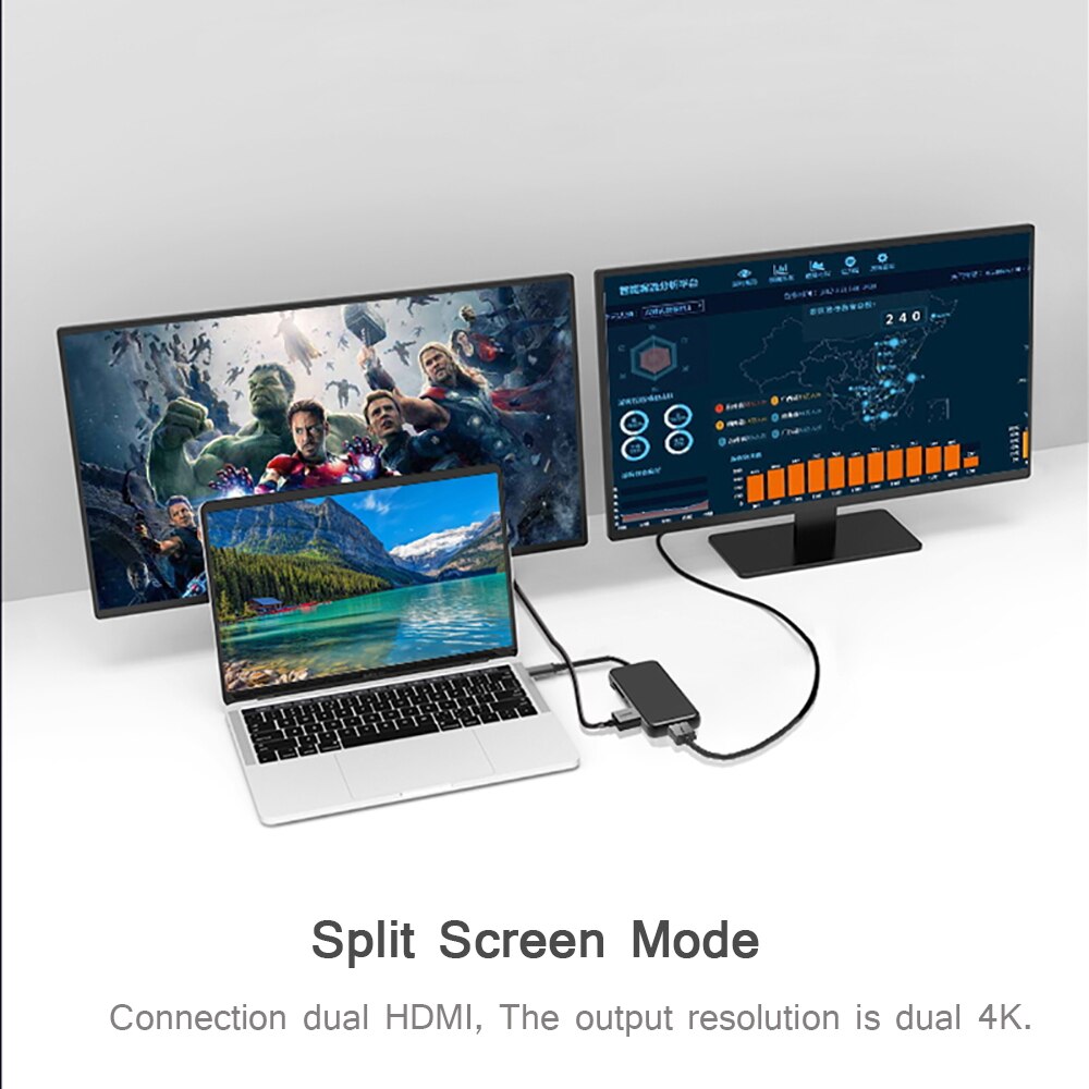 HUB USB C MST USB 3.0 Adapter Dock Type C PD/3 Dual USB/HDMI/SD/TF HUB Docking Station for Loptop Macbook Pro HDMI HUB