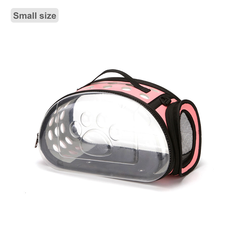Transparent Pet Cat Dog Carrier Bag Space Capsule Foldable Breathable Pet Travel Bag Outdoor Backpack Travel Carrying Handbag: Pink A