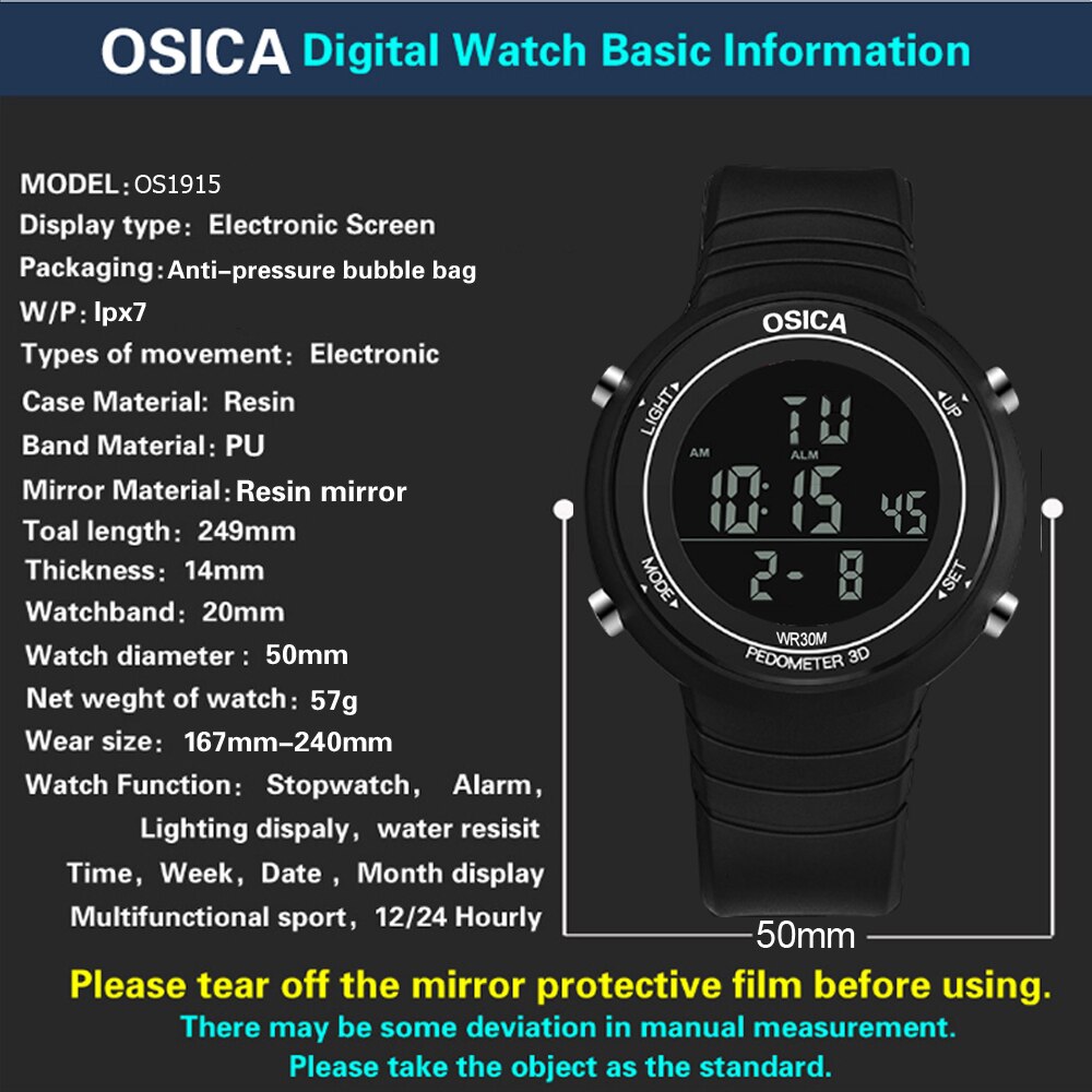 OSICA Sports Watch Low price Digittai Men's Watch Women's Sports Watch Digital Display Popular Plastic Watch