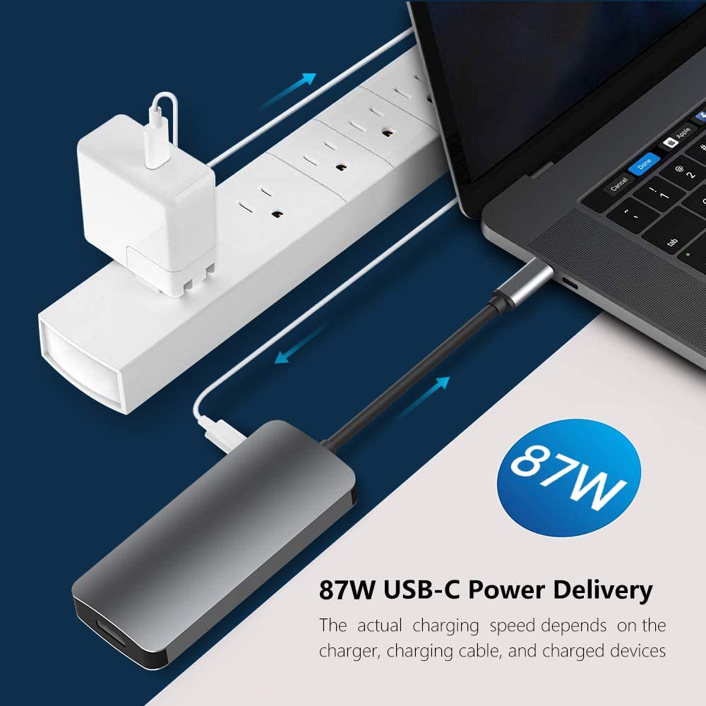 Usb C Hub, Haribol 5-In-1 Usb Type C Adapter Met 4K Hdmi, 3 Usb 3.0, 87W Usb C Pd Charge Port Voor Macbook Pro Samsung