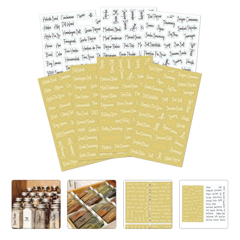 1 Set 274pcs Ingredients Name Label Decals Spice Labels for Home (Black, White): Default Title