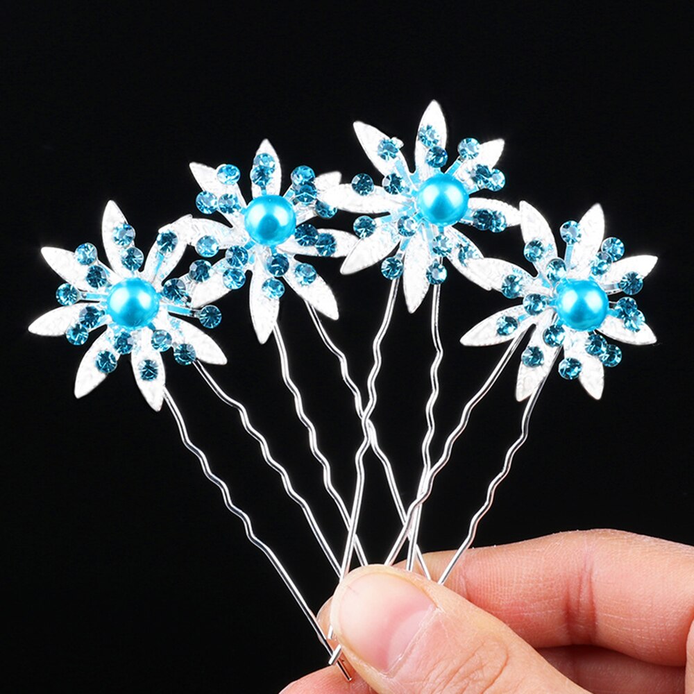 5pcs Flower Hairpins Hairstyles Wedding Bridal Hair Pins Hair Jewelry Accessories Hairwear Girls Hair Clips For Women