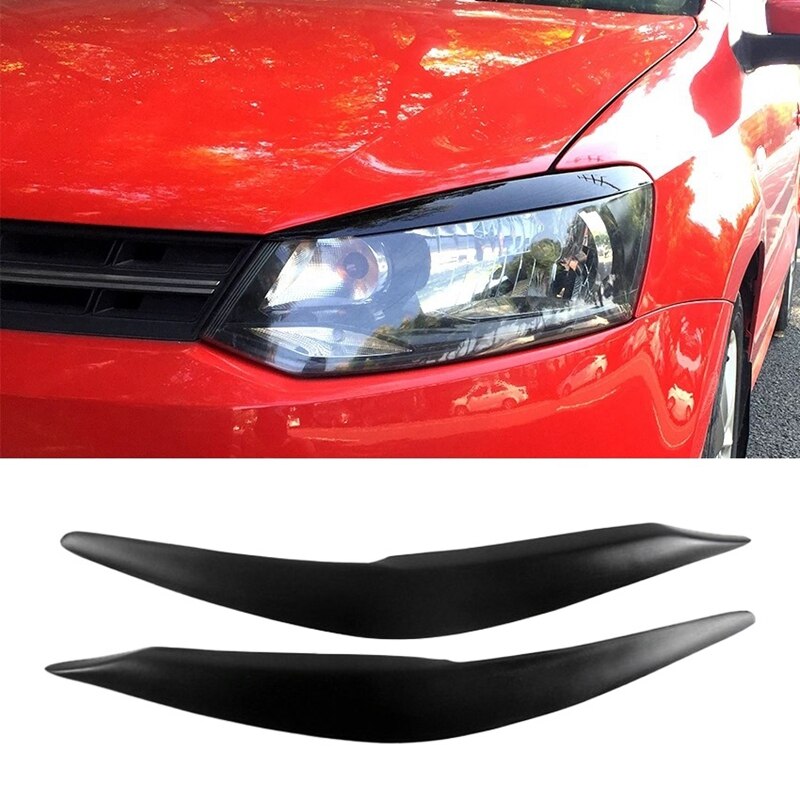 Voor Polo Glanzend Zwart Koplampen Wenkbrauw Ooglid Trim Cover Sticker Inbouwen Auto Styling: Default Title