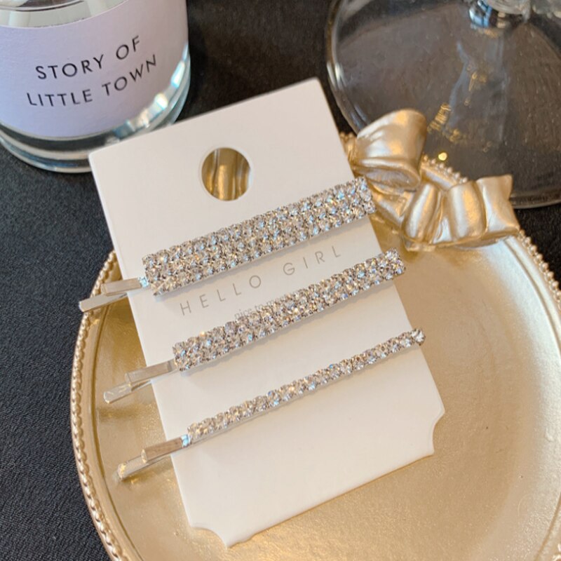 Barrette à cheveux en cristal pour femmes, 3 pièces/ensemble, épingle à cheveux en diamant coréen, pour filles, accessoire de coiffure: 2
