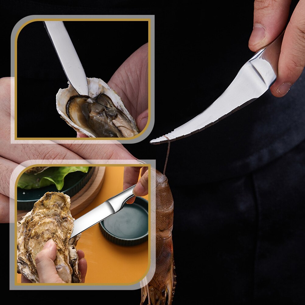 2pcs Oyster Opener Seafood Cutter Shrimp Line Cutter Seafood Shucking Tool