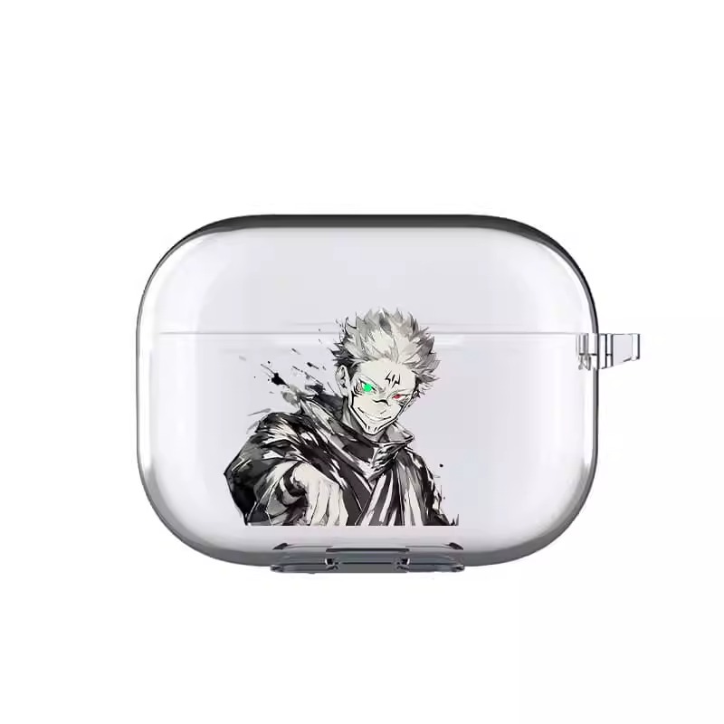 Jujutsu kaisen anime transparent tpu-skal till airpods pro 2 1 3 sukuna gojo satoru mjukt silikonfodral till bluetooth-hörlurar: Xs / Oliv