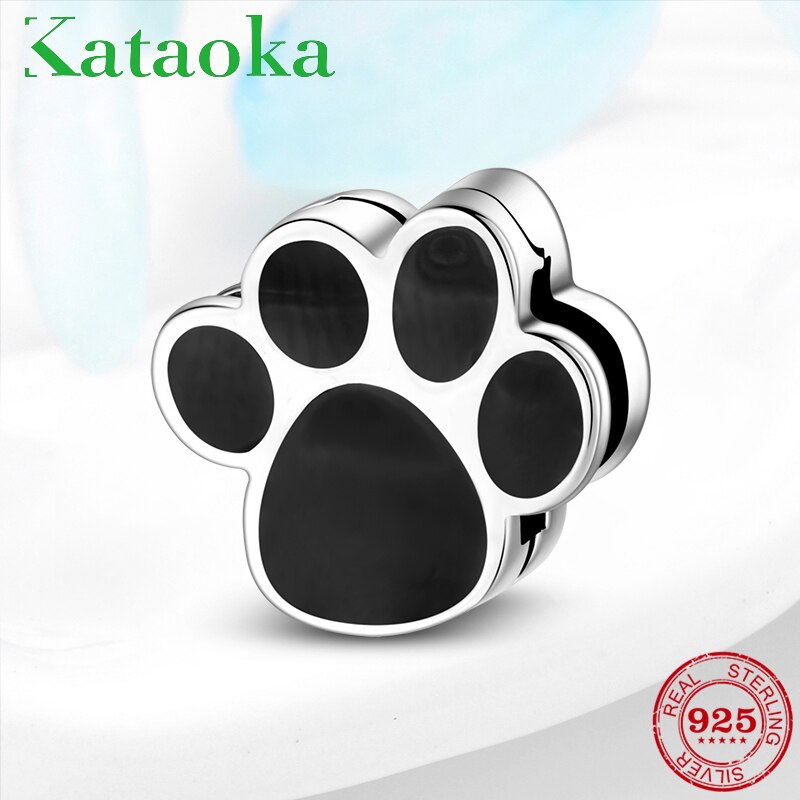 925 Sterling Silver Black enamel dog claw Clips Bead fit reflexions charm Bracelet jewelry making