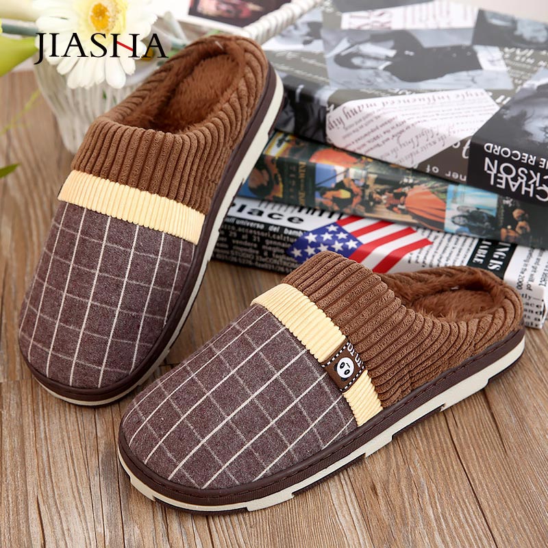 warm indoor slippers men shoes plush flock winter home slippers for men non-slip sewing soft male shoes men slippers