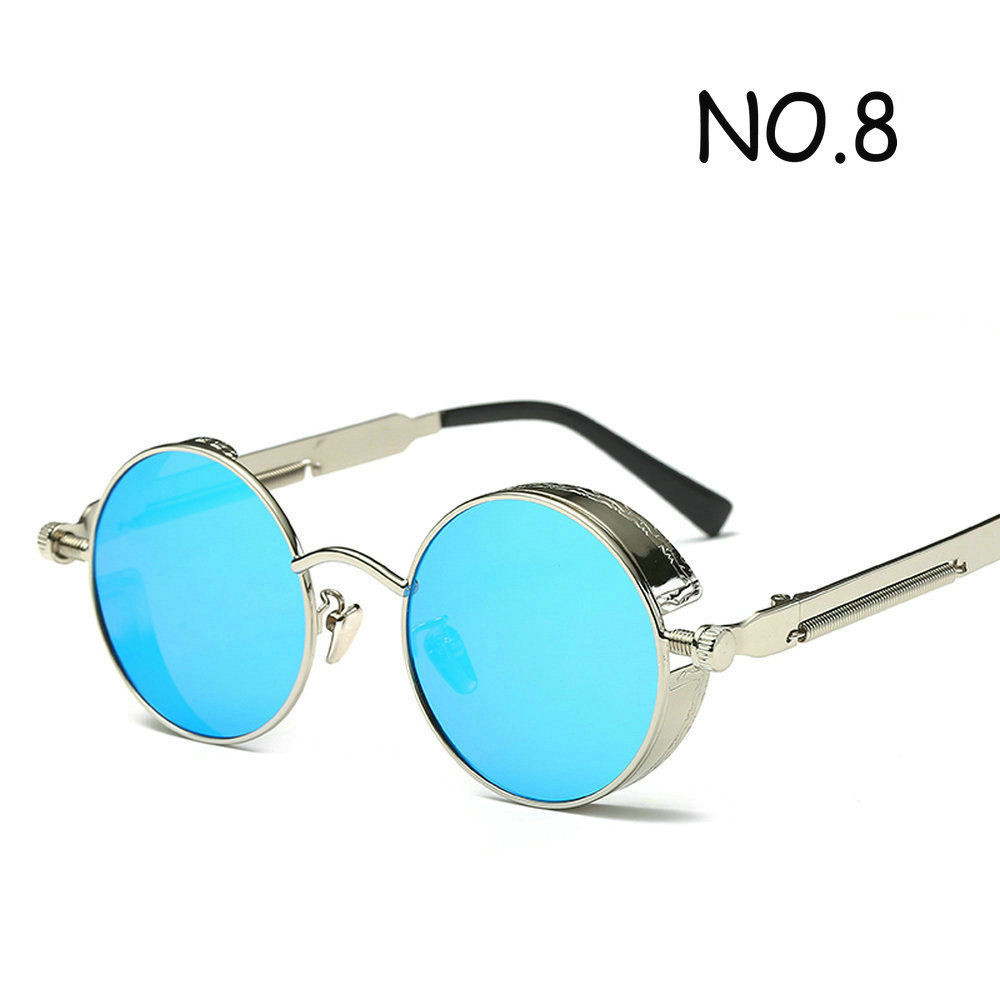 1 stk vintage retro polariserede steampunk solbriller metal runde spejlede briller mænd cirkel solbriller: 8