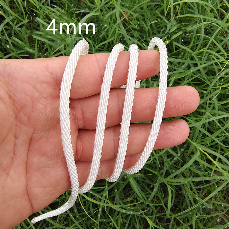 Cuerda de nailon trenzada completa blanca, resistente al desgaste, 3mm/4mm, fina, de poliéster, embalaje decorativo