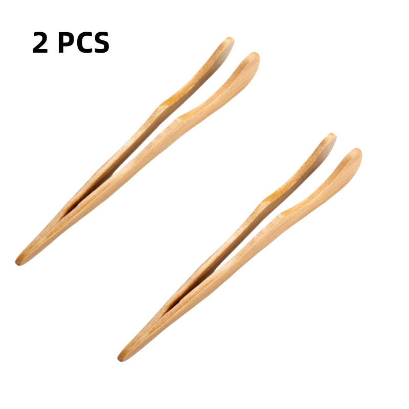 2Stck Holz Tee Clip Bambus Küche Salat Lebensmittel Toast Tong Pinzette Fleck Zucker Eis Tee Utensil Teegeschirr zubehör: Licht Grün