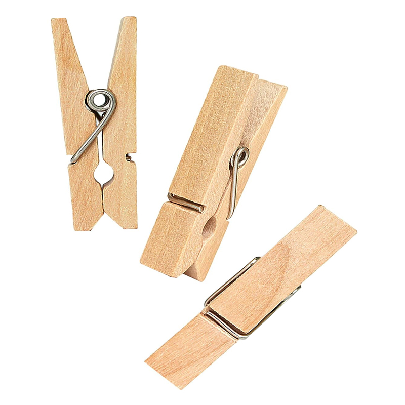 Clip de madera Natural de tamaño pequeño para decoración del hogar, 50 piezas, hoja de cama, foto, papelería DIY, de boda, navidad