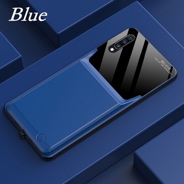 External Backup Battery Charger Case For for Galaxy A70 Power Bank Battery Charging Cover For Samsung Galaxy A70 Battery Case: Blue