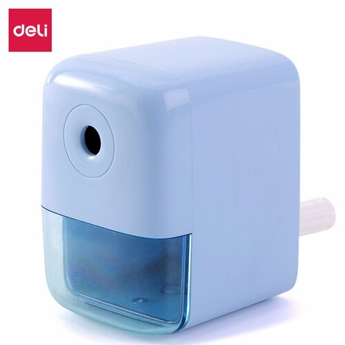 Deli 11158 hand cranked pencil sharpener Student Child pencil sharpner 6.5-8mm OD. pencil sharpener blue pink colors: 11158-Blue