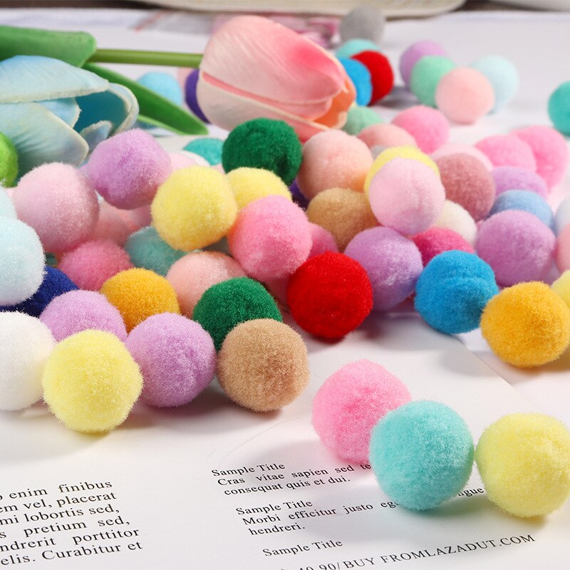 Multi size mix färg pompoms päls hantverk gör det själv mjuka pom poms bollar bröllop dekor lim på tyg tillbehör 8/10/15/20/25/30mm 20g: 30mm mix 10g 10 st