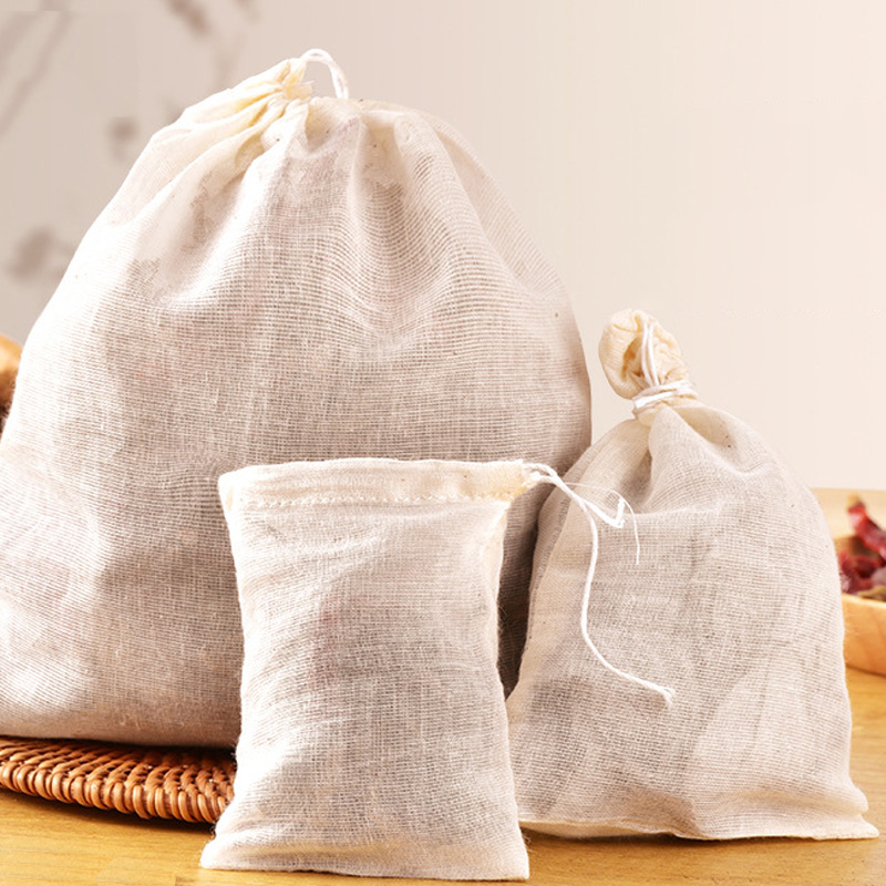 Baumwolle Blick Tee Taschen 50 stücke Leeren Tasche Schnur Tasche Wiederverwendbare würzen Beutel Filter Te für Küche Bequemlichkeit Zubehör Spielereien