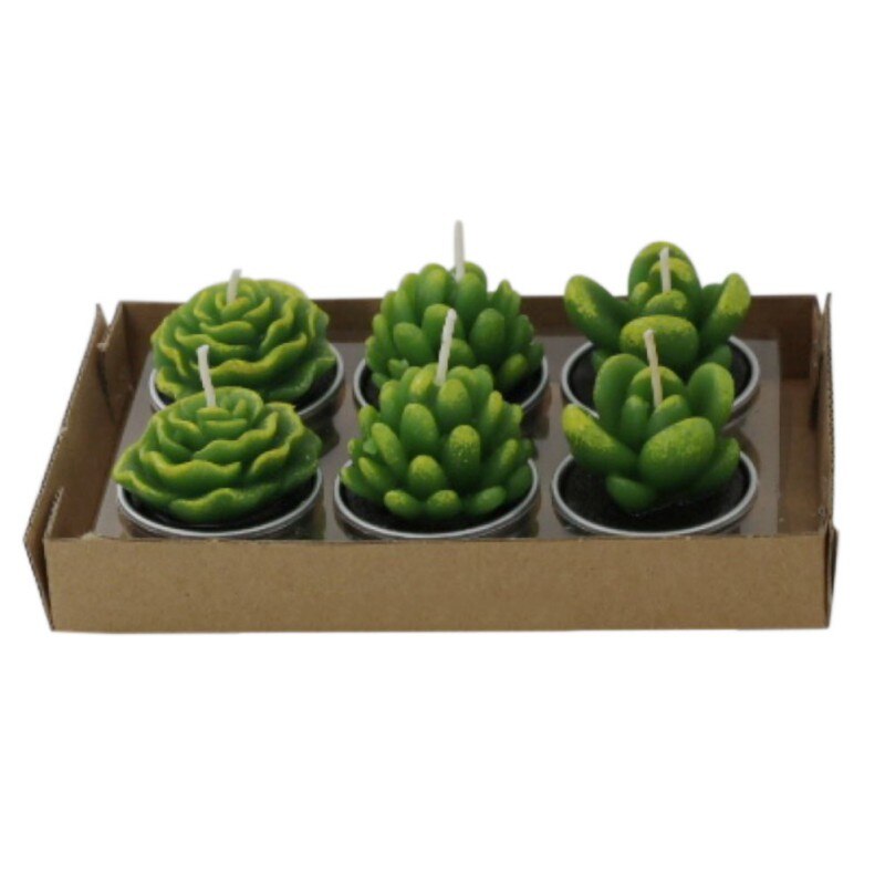 6 uds. Plantas suculentas artificiales vela de Cactus para la de cumpleaños decoración del sitio de la boda candelabro accesorios decorativos: C