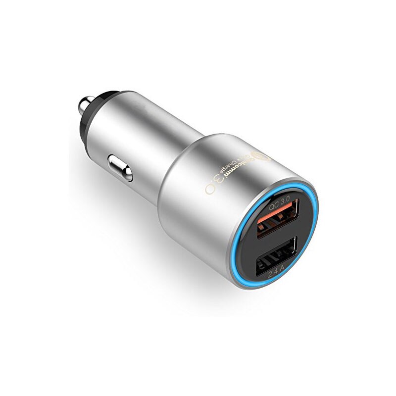 Autolader Metalen Behuizing Dual Usb-poorten 2.4A Max 5 V 14QC3. 0: Grijs