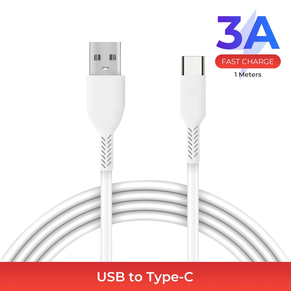 3A 1M Telefoon Kabel Type C/Micro Usb Charger Cable Mobiele Telefoon Snel Opladen Datakabel: Type-C-3A