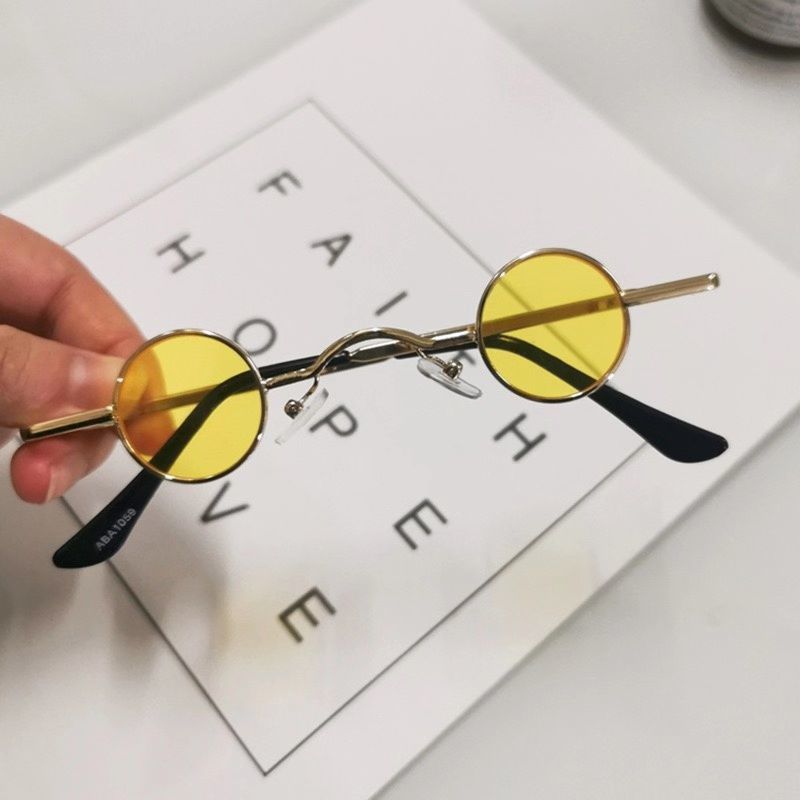 Punk Ronde Zonnebril Prins Bril Retro Zonnebril Mannen En Vrouwen Ultra Kleine Frame Verrader Hip Hop Concave Vorm: D