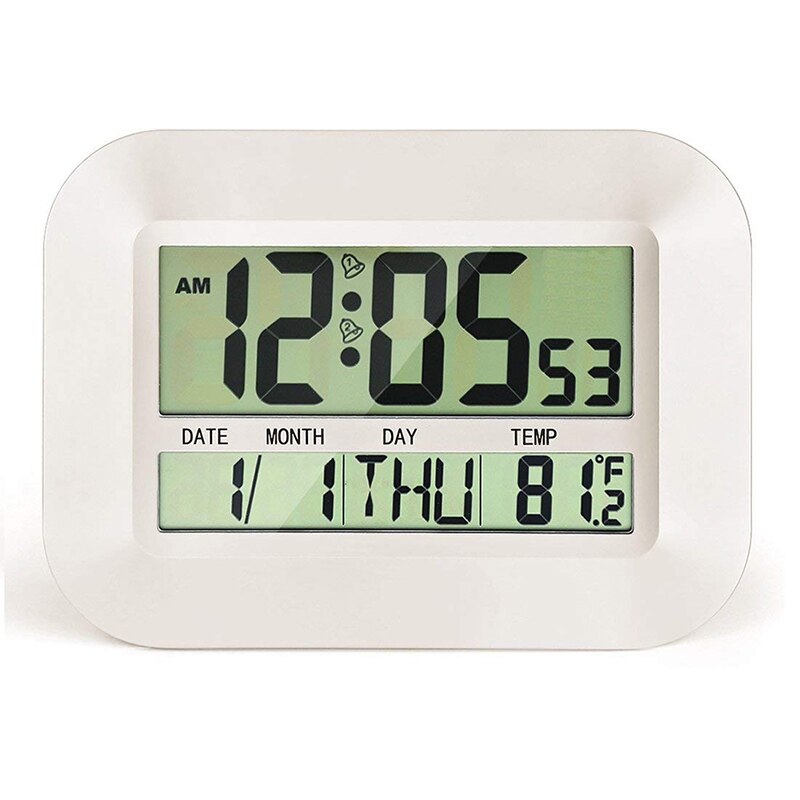 Big LCD Digital Wall Clock Thermometer Indoor Outdoor Temperature Transmitter Radio Controlled Alarm Clock RCC Table Calendar: Default Title