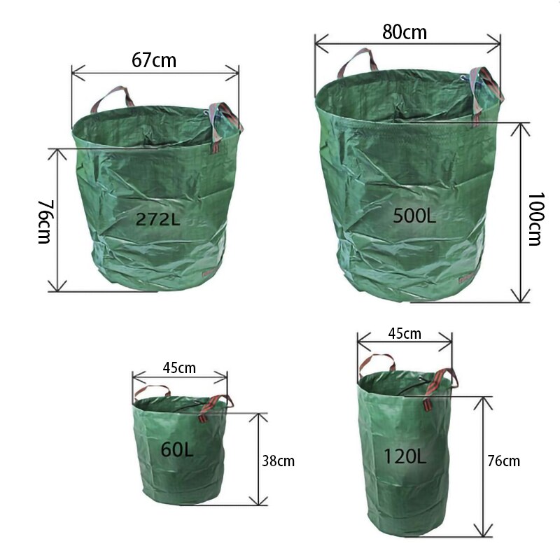 60/120/272/500l genanvendelig have affaldspose blad sæk skraldespand foldbar haven affald opsamling container opbevaringspose