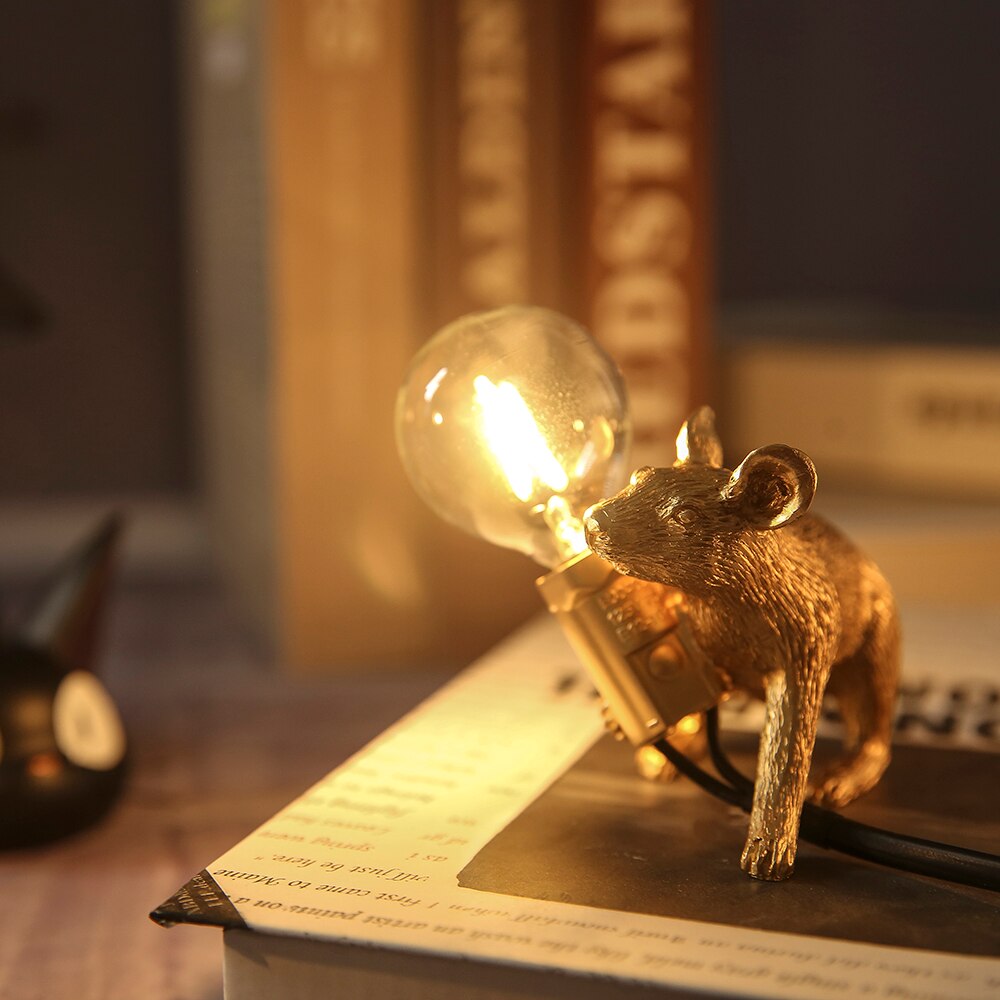 Seletti moderne harpiks mus bordlampe led  e12 mus bordlamper skrivebord nordisk barnerom dekor led nattlys eu/au/us/uk plug: Gullkryp