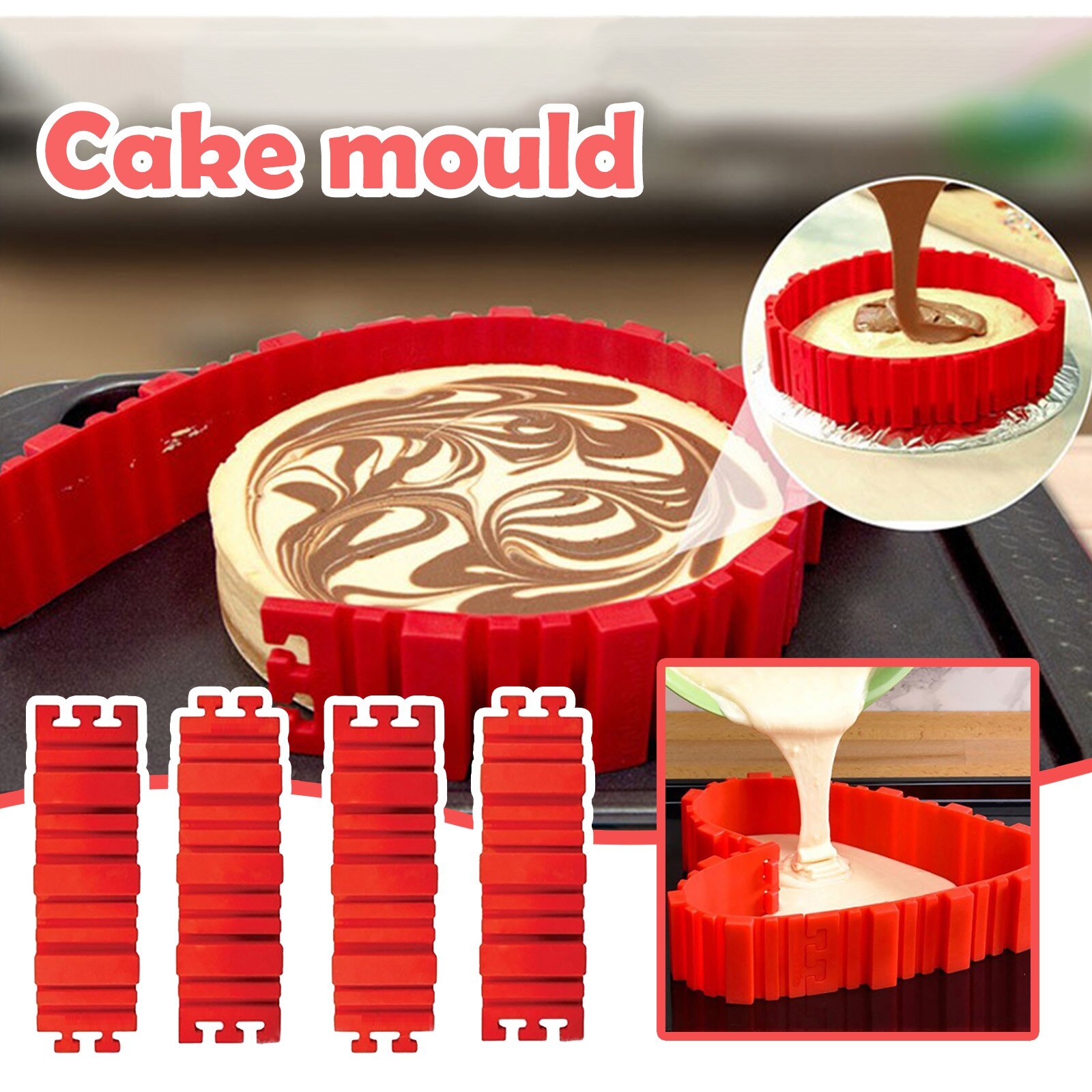 Juego de moldes de silicona para repostería, herramientas para hornear de varios estilos, DIY, reutilizables, para pan, tortas y tortitas, 4 unids/set: Default Title