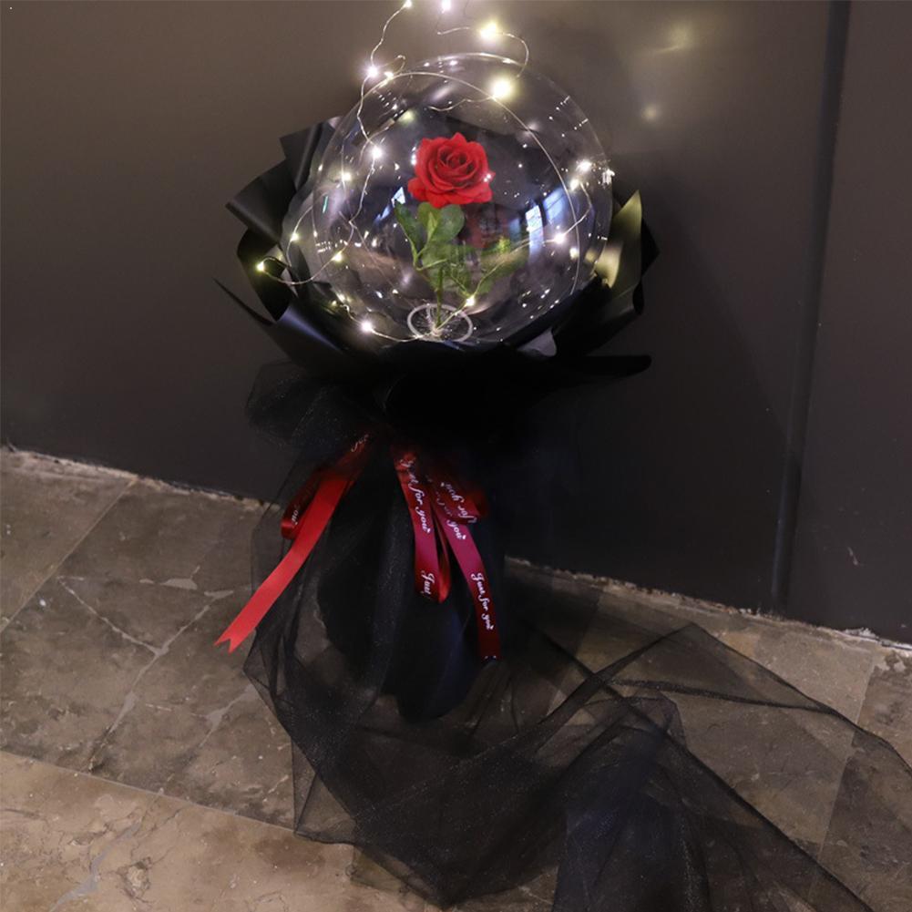 LED ballon lumineux Transparent rond mousse Rose Bouquet boule décoration fête mariage noël anniversaire fille Bobo S0E6
