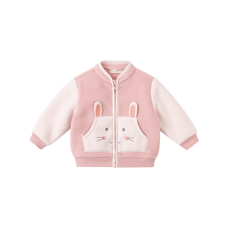 DBX20279-abrigo con bolsillos de dibujos animados para bebé, ropa de abrigo para niño y niña, tops para niño pequeño, unisex: pink / 24M (80cm)